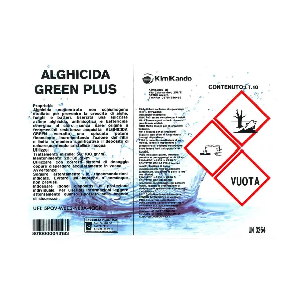 Alghicida Green 10 kg Previene ed elimina le alghe